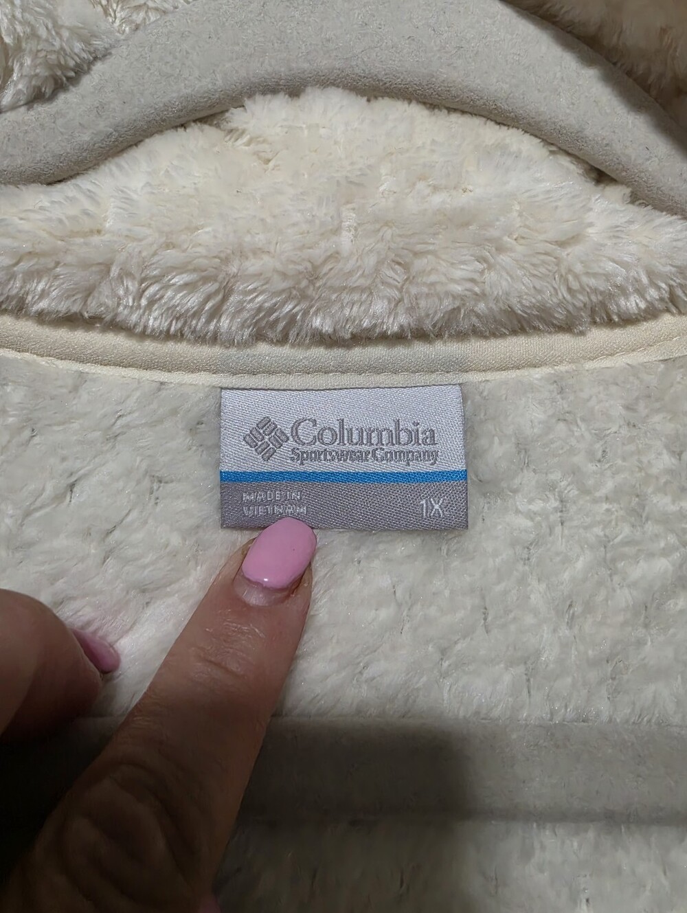 COLUMBIA Jacket Womens Plus 1X Ivory Plush Fleece Full Zip Cozy Outdoor Winter - Picture 7 of 8